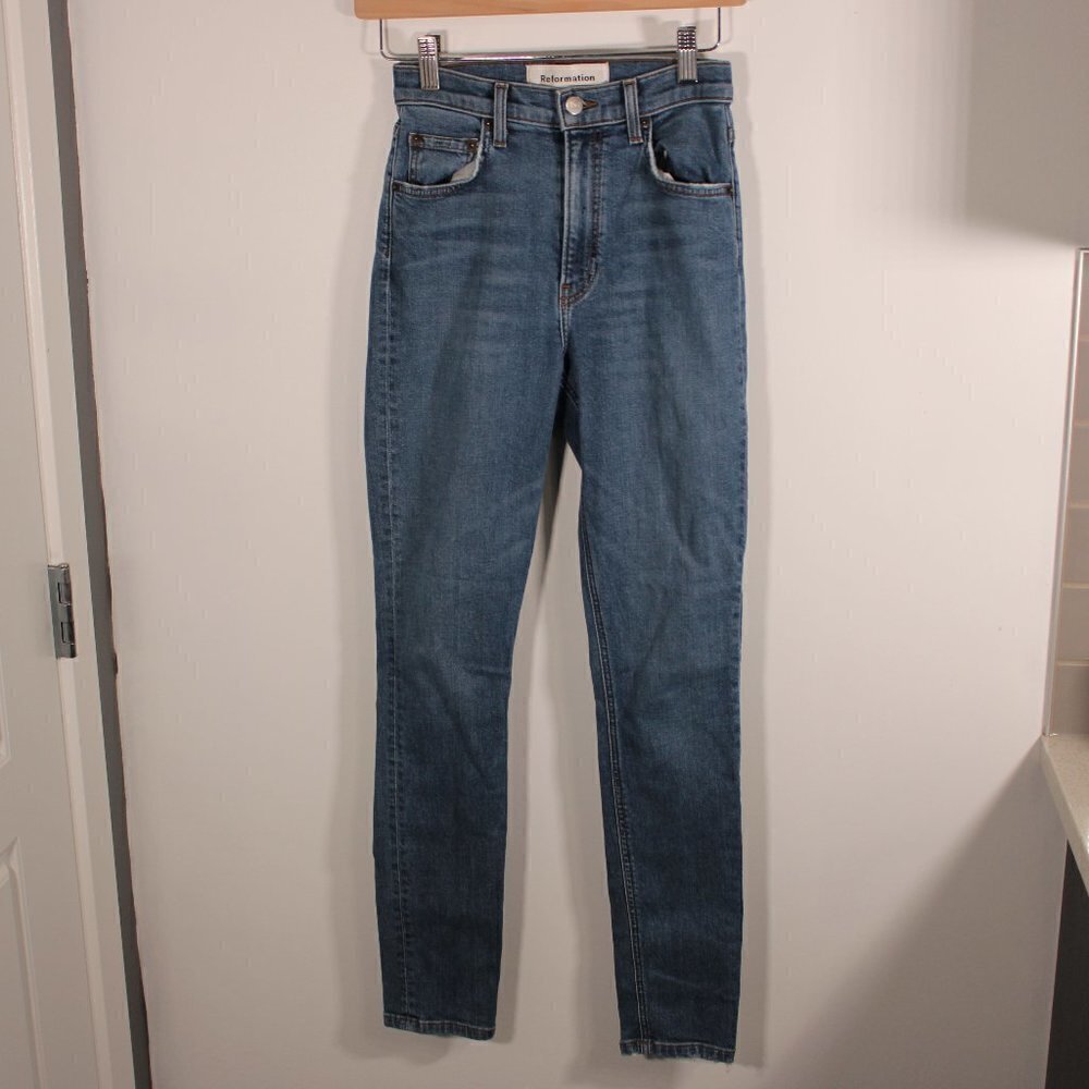 Reformation High & Skinny Rhine LY370 Jeans Blue Sz 25